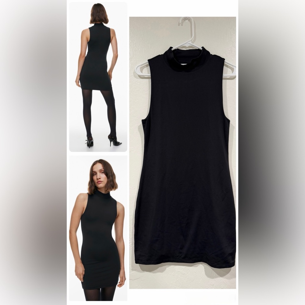 Babaton Classic Black Contour Mockneck High Neck Sleeveless Mini Dress size L